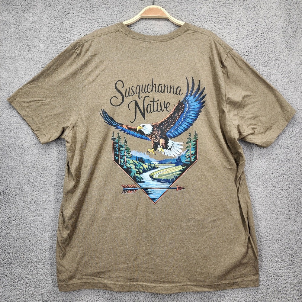 Susquehanna Native Eagle T Shirt Mens 3XL Khaki Graphic Tee Bella Canvas Outdoor